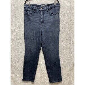 Good American Women's Size‎ 16 Dark Wash Straight Jeans Good Classic Flawed*